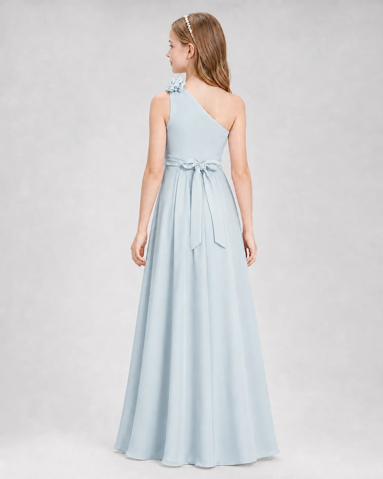 Mist A-line Junior Bridesmaid Dresses Back