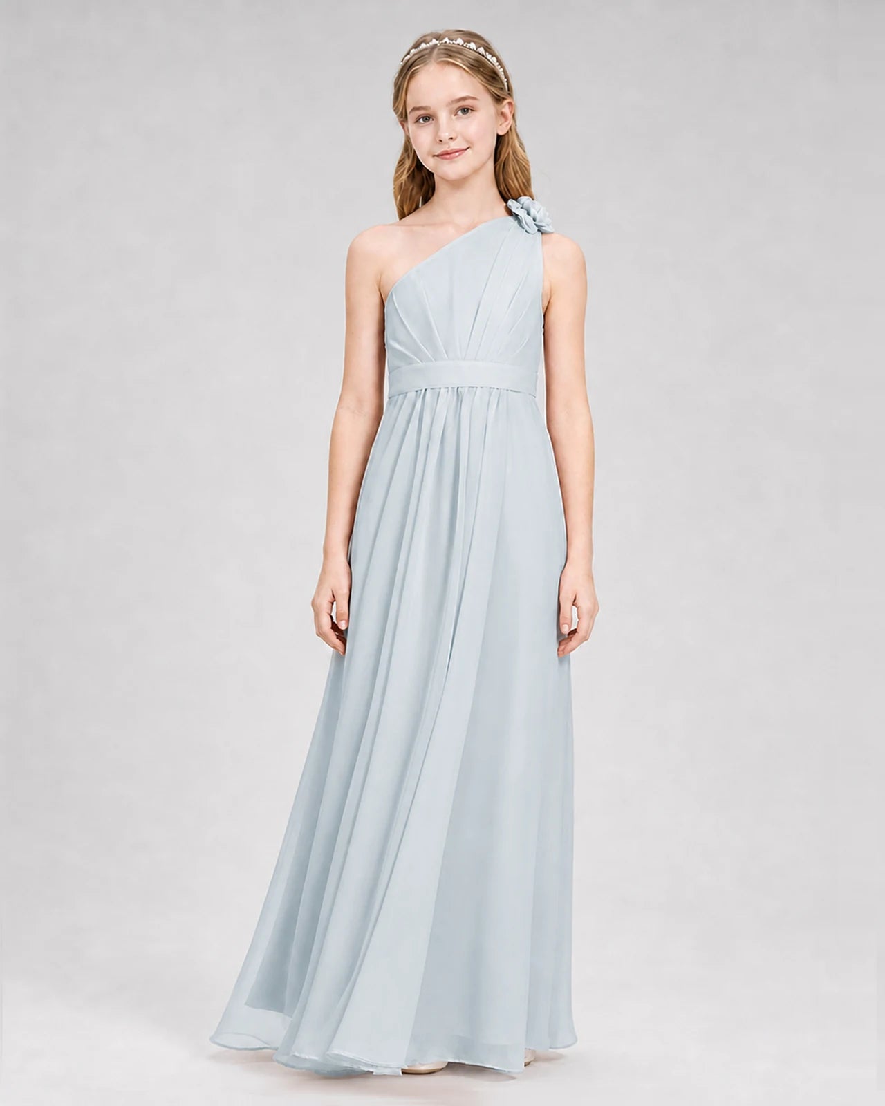 Mist A-line Junior Bridesmaid Dresses Front