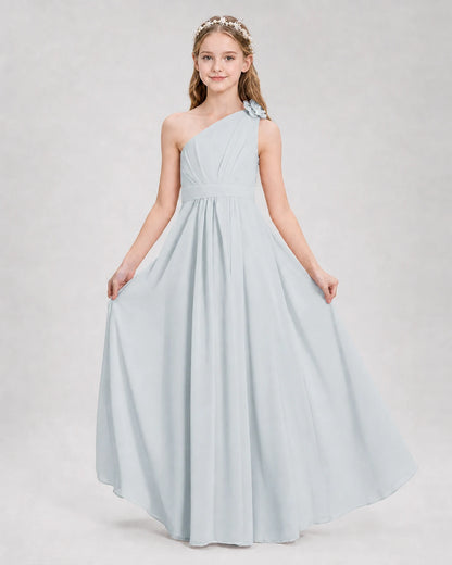 Mist A-line Junior Bridesmaid Dresses Side