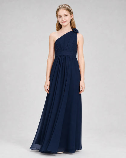 Navy Blue A-line Junior Bridesmaid Dresses Front