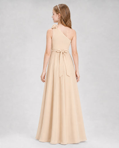 Peach A-line Junior Bridesmaid Dresses Back