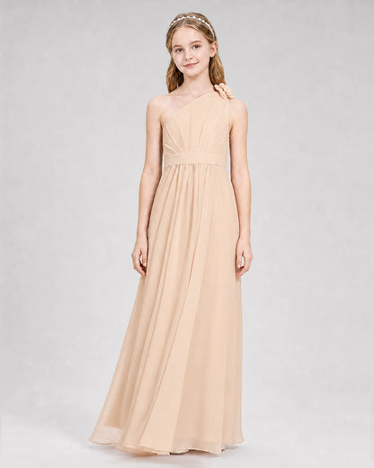 Peach A-line Junior Bridesmaid Dresses Front