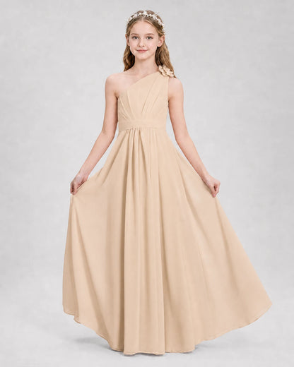 Peach A-line Junior Bridesmaid Dresses Side