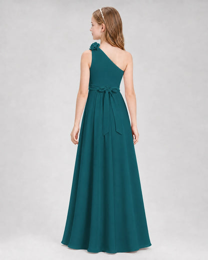 Peacock A-line Junior Bridesmaid Dresses Back