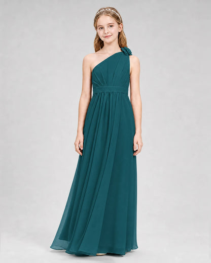 Peacock A-line Junior Bridesmaid Dresses Front
