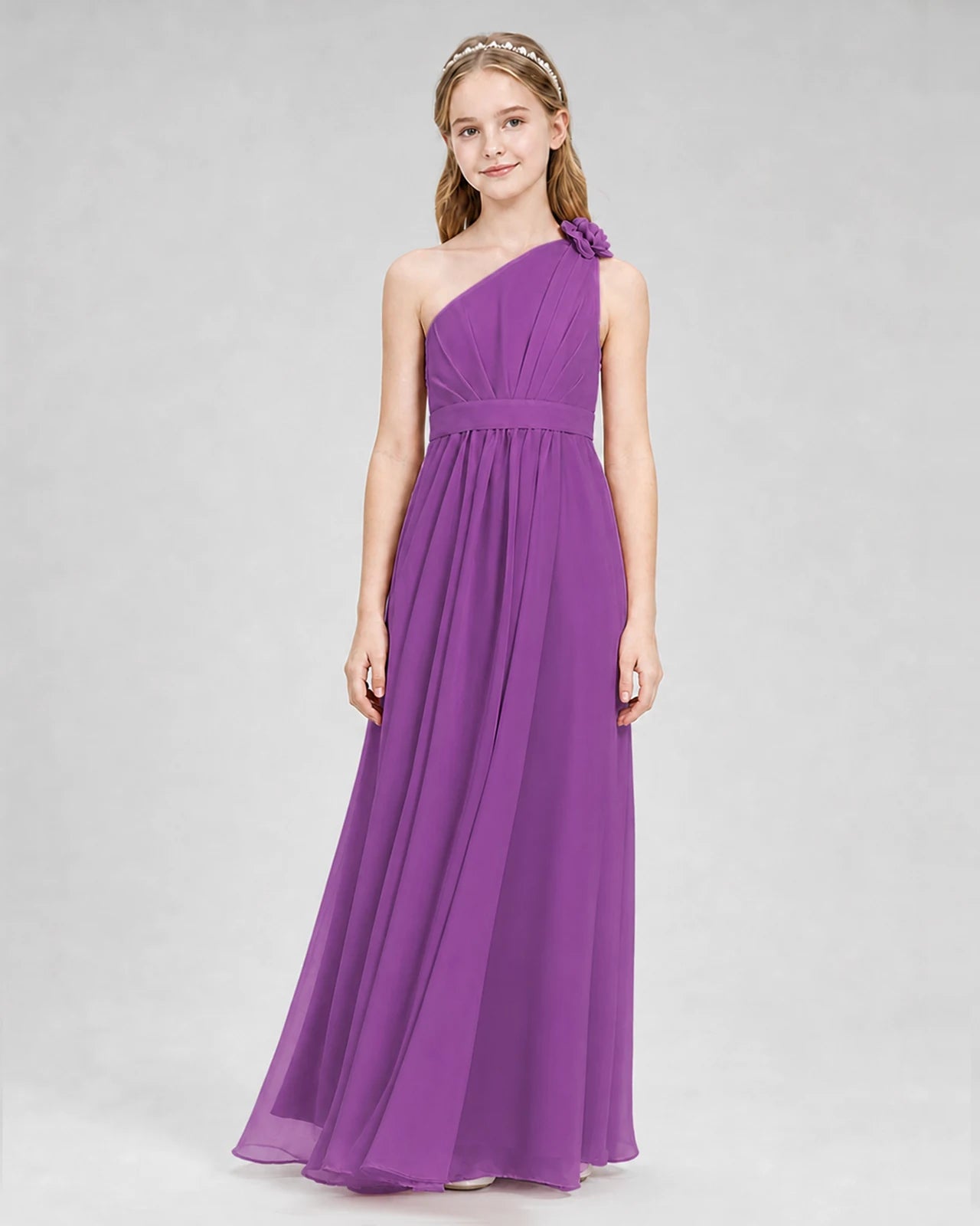 Purple A-line Junior Bridesmaid Dresses Front