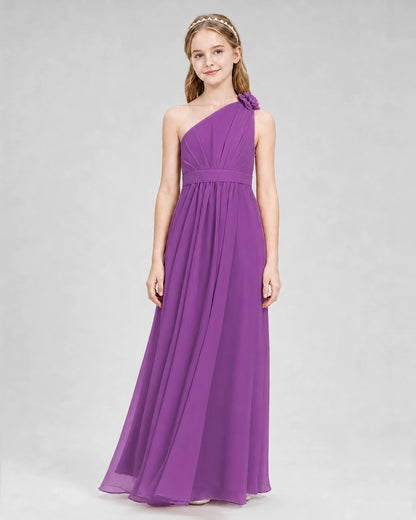 Purple A-line Junior Bridesmaid Dresses Front