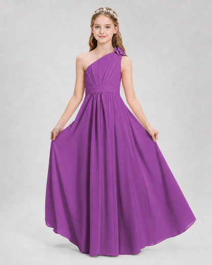 Purple A-line Junior Bridesmaid Dresses Side