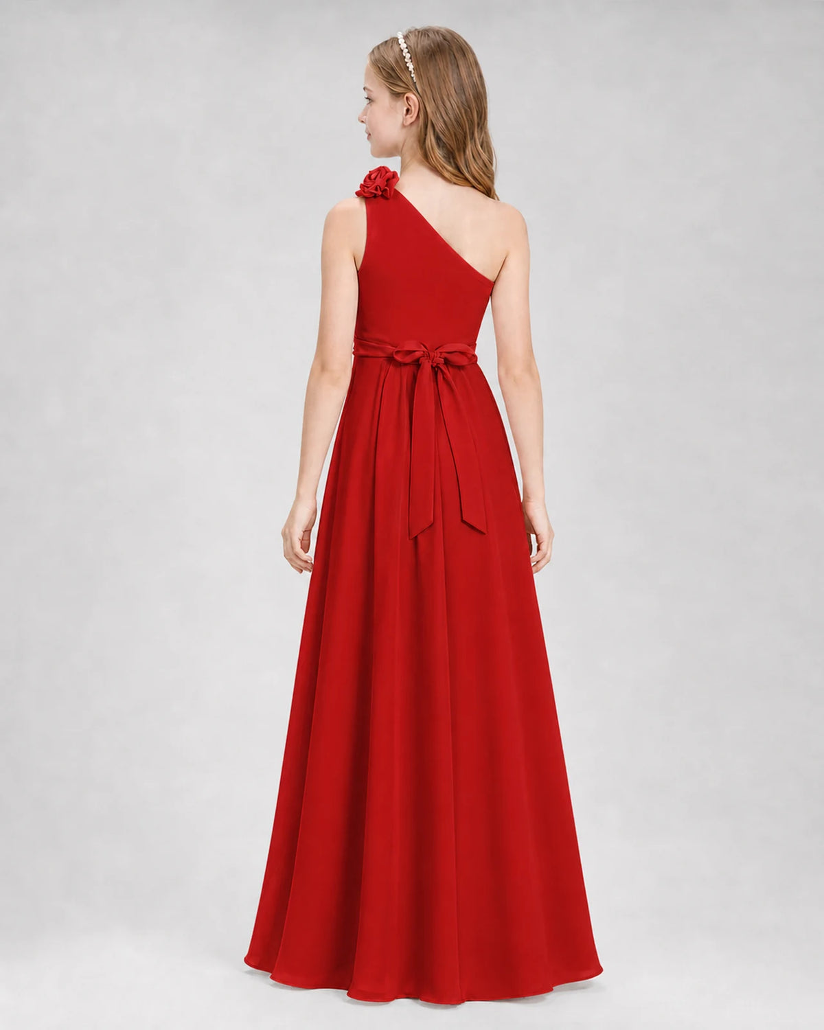 Red A-line Junior Bridesmaid Dresses Back