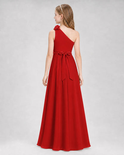 Red A-line Junior Bridesmaid Dresses Back