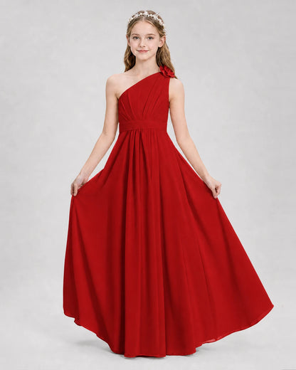 Red A-line Junior Bridesmaid Dresses Side