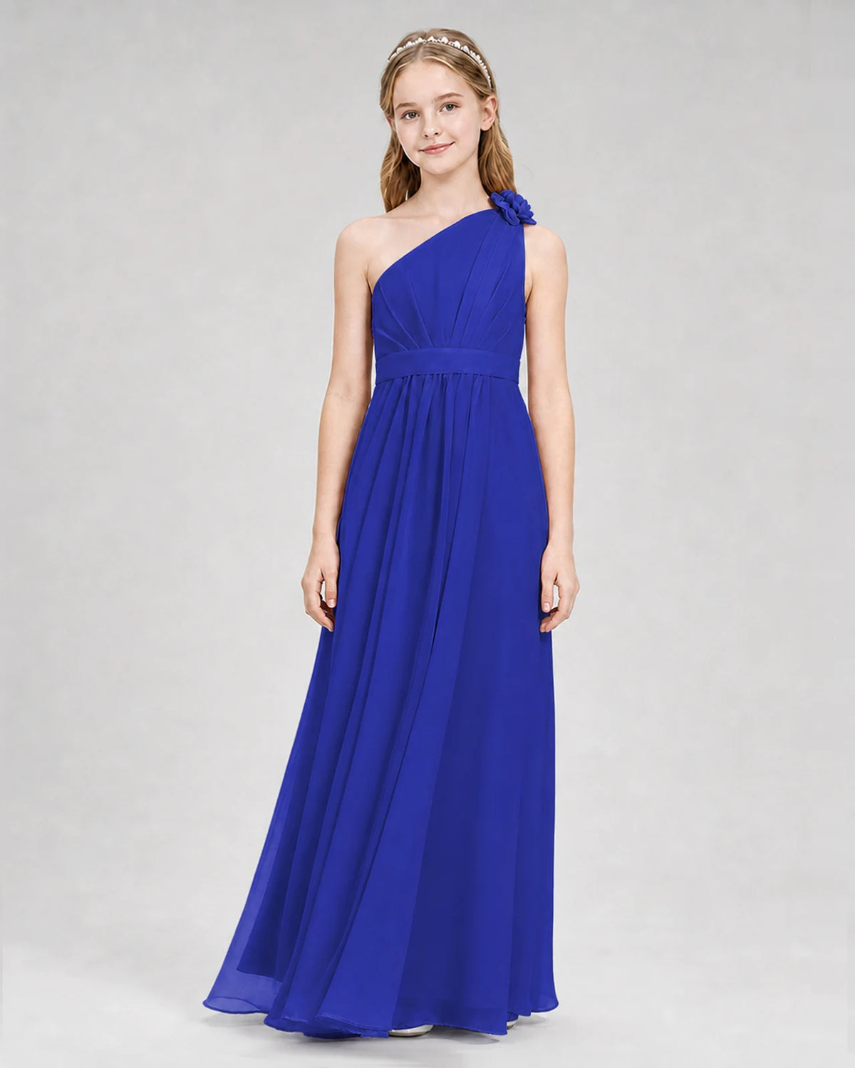 Royal Blue A-line Junior Bridesmaid Dresses Front