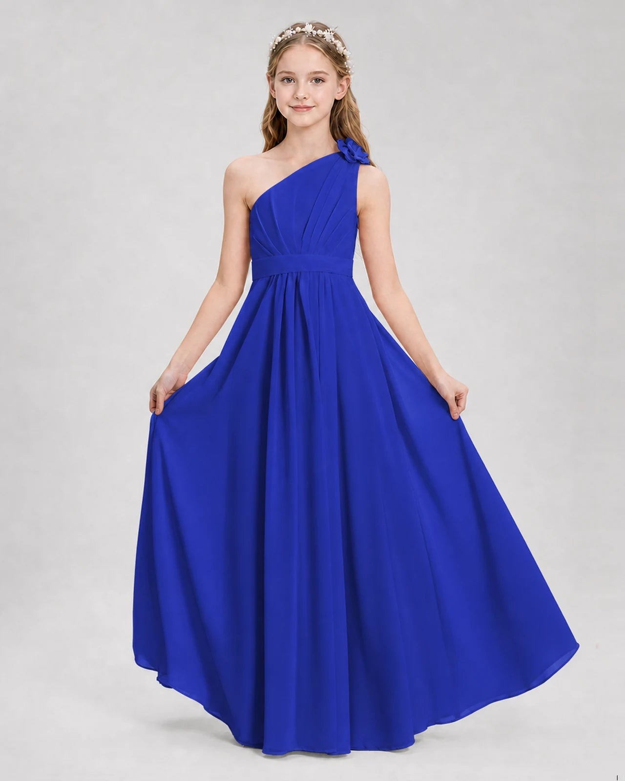 Royal Blue A-line Junior Bridesmaid Dresses Side