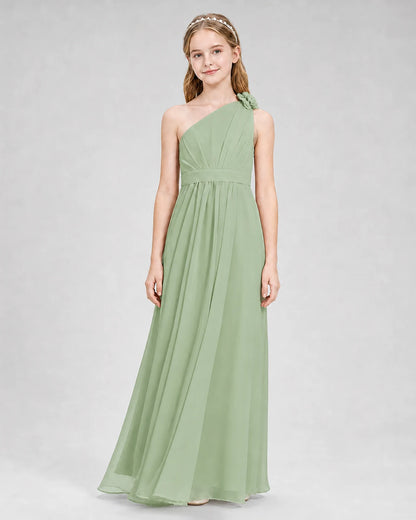 Sage Green A-line Junior Bridesmaid Dresses Front