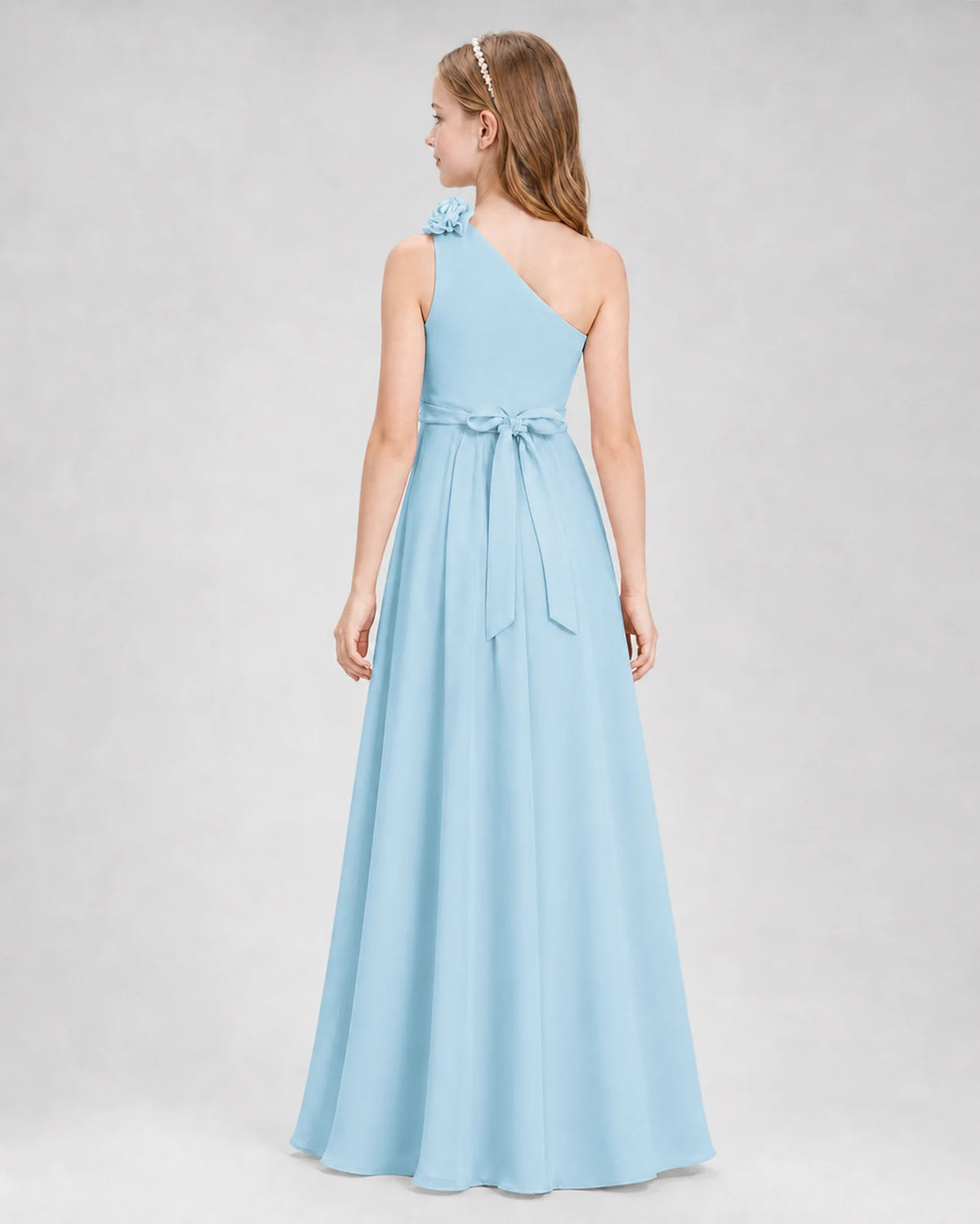 Sky Blue A-line Junior Bridesmaid Dresses Back