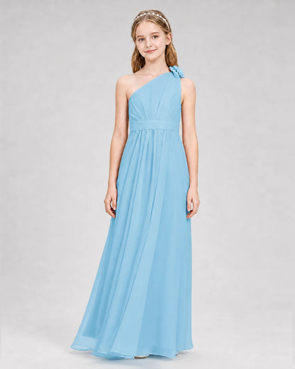 Sky Blue A-line Junior Bridesmaid Dresses Front