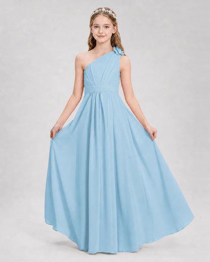 Sky Blue A-line Junior Bridesmaid Dresses Side