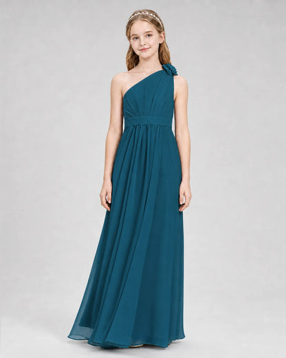 Teal A-line Junior Bridesmaid Dresses Front