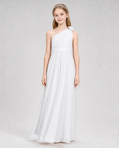 White A-line Junior Bridesmaid Dresses Front