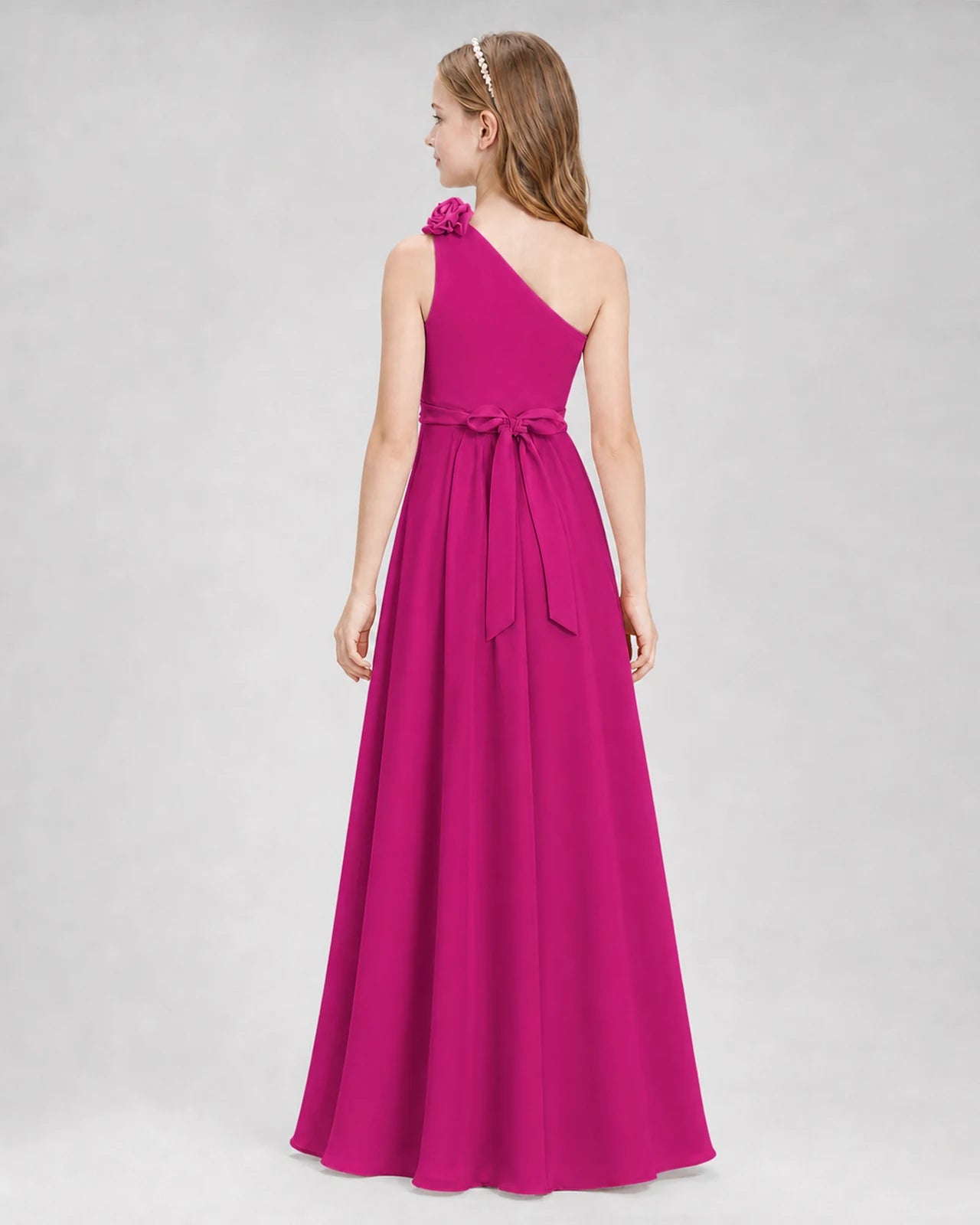 Hot Pink A-line Junior Bridesmaid Dresses Back