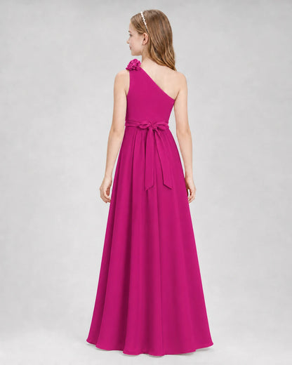 Hot Pink A-line Junior Bridesmaid Dresses Back
