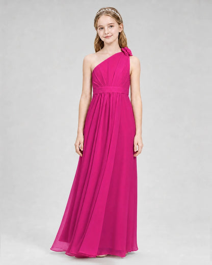 Hot Pink A-line Junior Bridesmaid Dresses Front