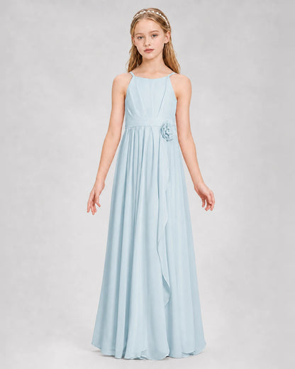 Baby Blue A-line Junior Bridesmaid Dresses Front