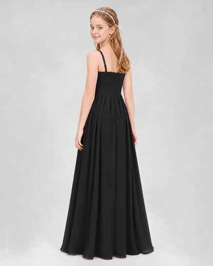 Black A-line Junior Bridesmaid Dresses Back