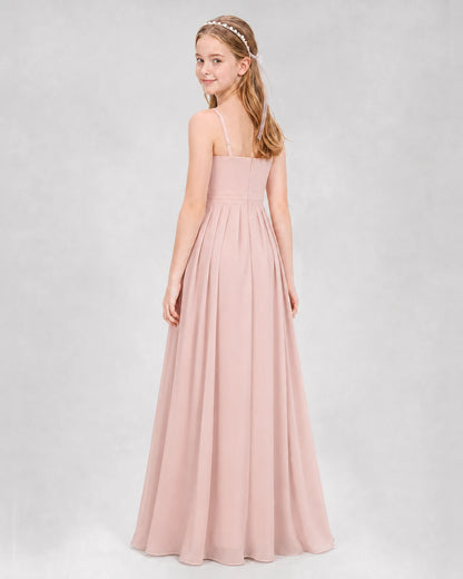 Blush Pink A-line Junior Bridesmaid Dresses Back