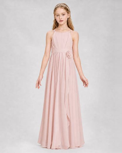 Blush Pink A-line Junior Bridesmaid Dresses Front