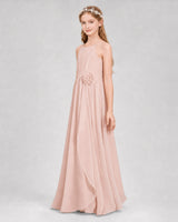 Blush Pink A-line Junior Bridesmaid Dresses Side