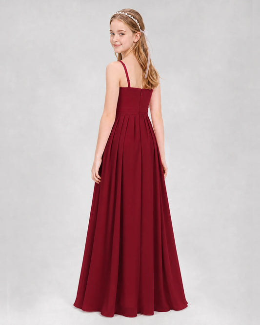 Burgundy A-line Junior Bridesmaid Dresses Back