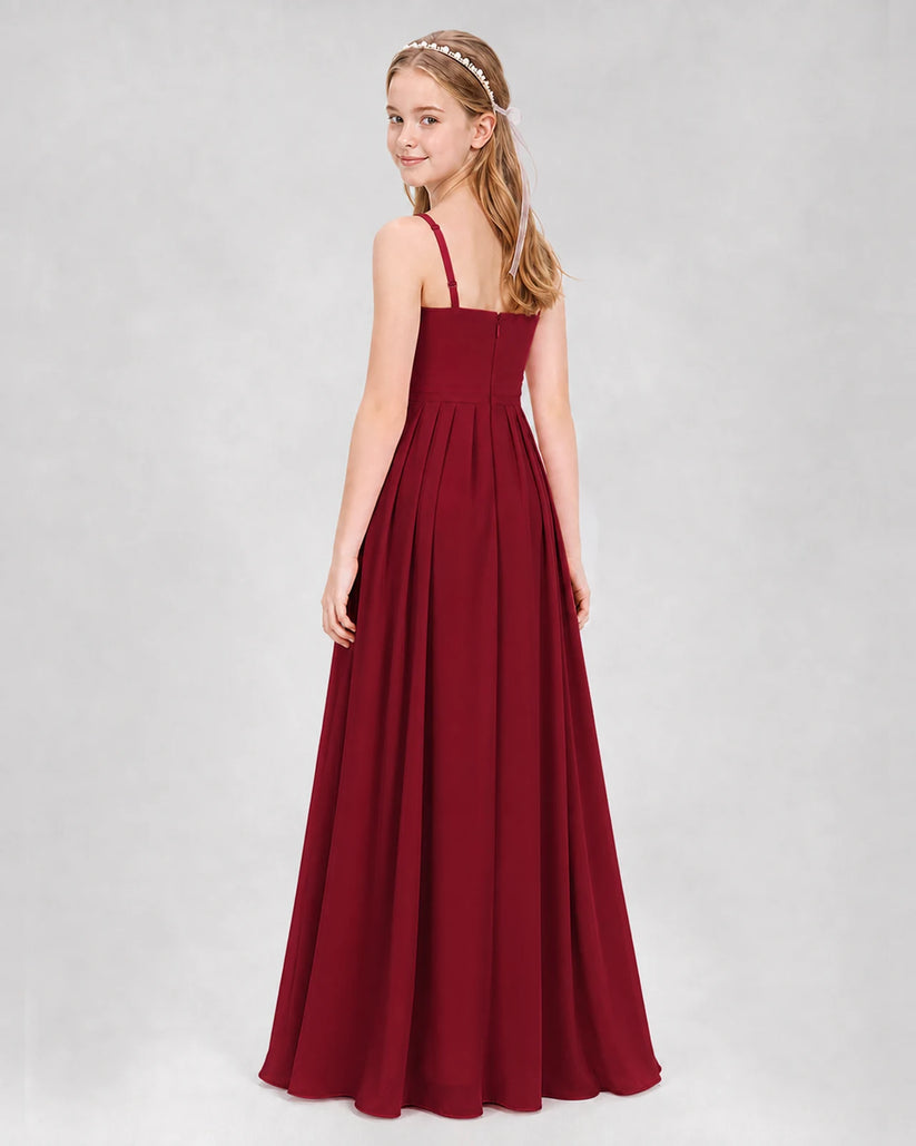 Burgundy A-line Junior Bridesmaid Dresses Back