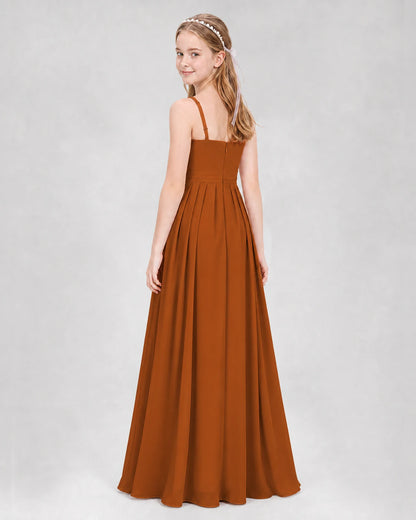 Burnt Orange A-line Junior Bridesmaid Dresses Back