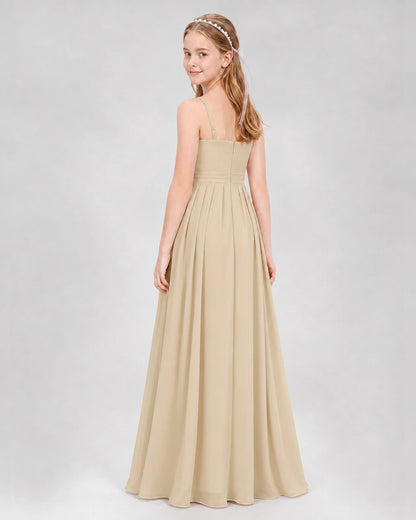 Champagne A-line Junior Bridesmaid Dresses Back