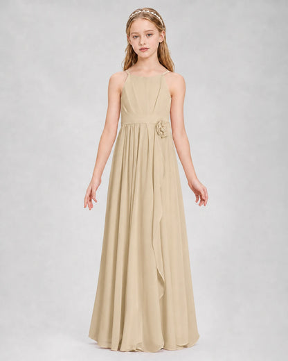 Champagne A-line Junior Bridesmaid Dresses Front