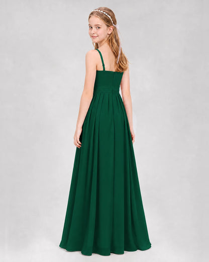 Dark Green A-line Junior Bridesmaid Dresses Back