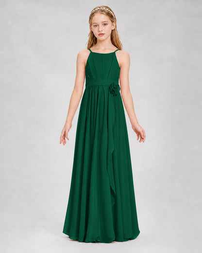 Dark Green A-line Junior Bridesmaid Dresses Front