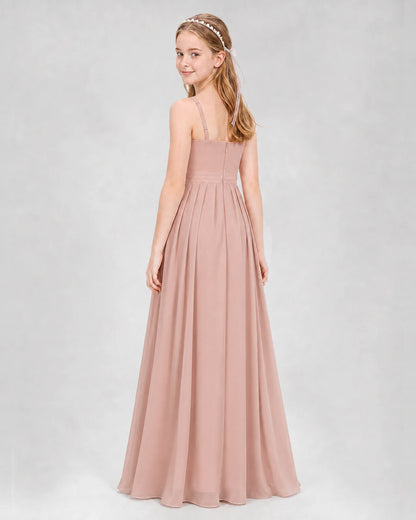 Dusty Rose A-line Junior Bridesmaid Dresses Back