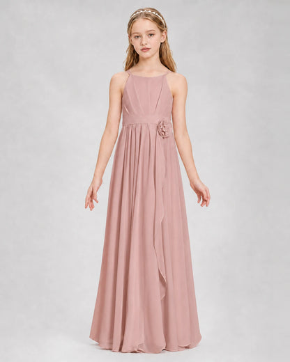 Dusty Rose A-line Junior Bridesmaid Dresses Front