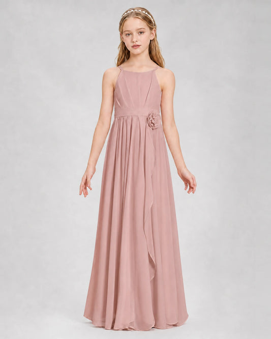 Dusty Rose A-line Junior Bridesmaid Dresses Front