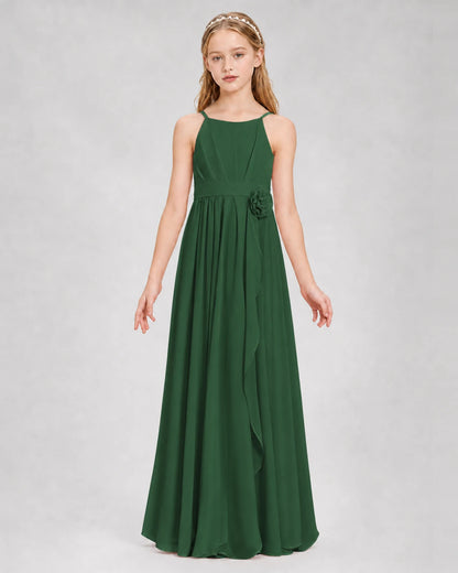 Emerald Green A-line Junior Bridesmaid Dresses Front