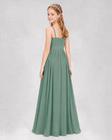Eucalyptus A-line Junior Bridesmaid Dresses Back