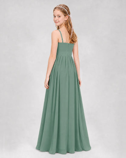 Eucalyptus A-line Junior Bridesmaid Dresses Back