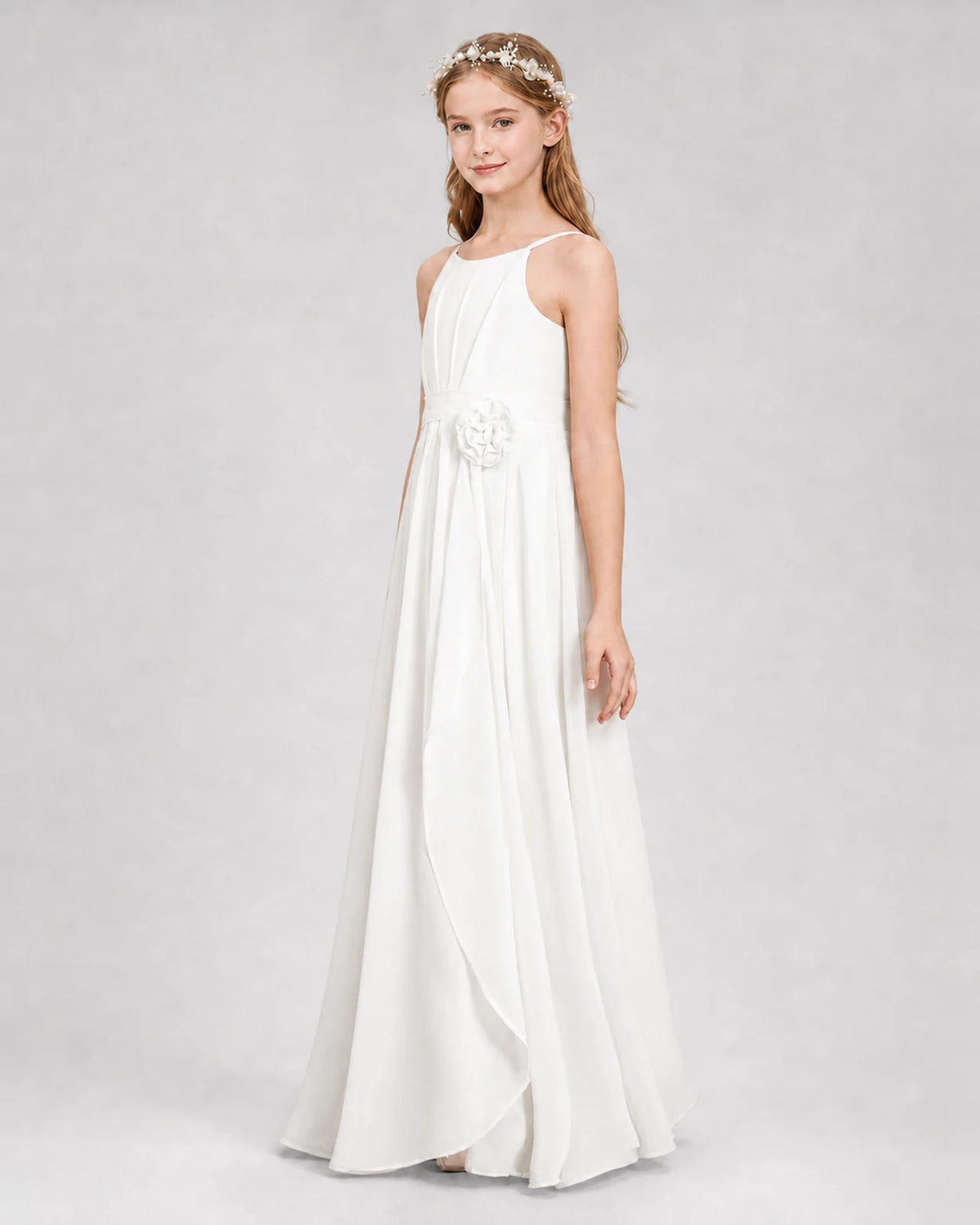 Ivory A-line Junior Bridesmaid Dresses Side