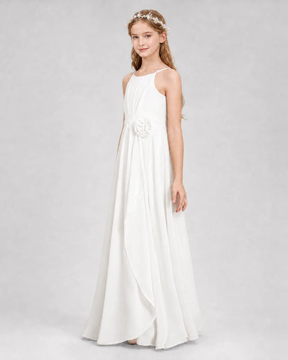 Ivory A-line Junior Bridesmaid Dresses Side