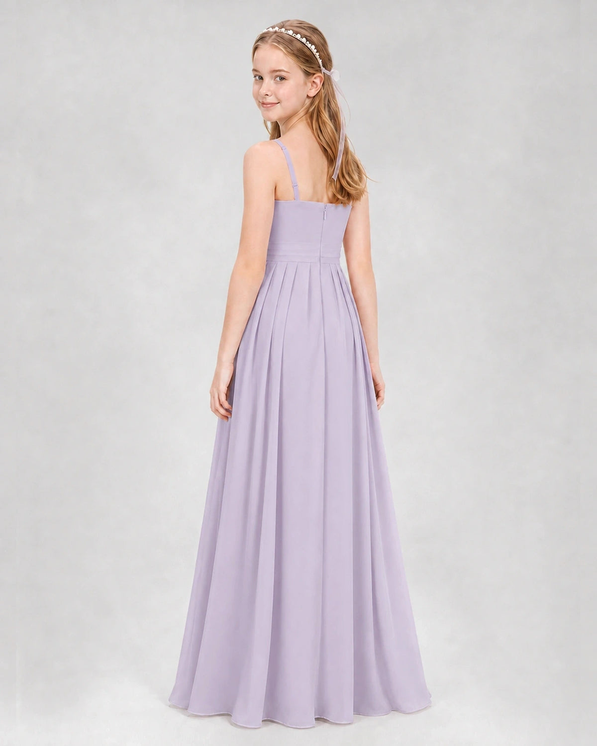 Lavender A-line Junior Bridesmaid Dresses Back