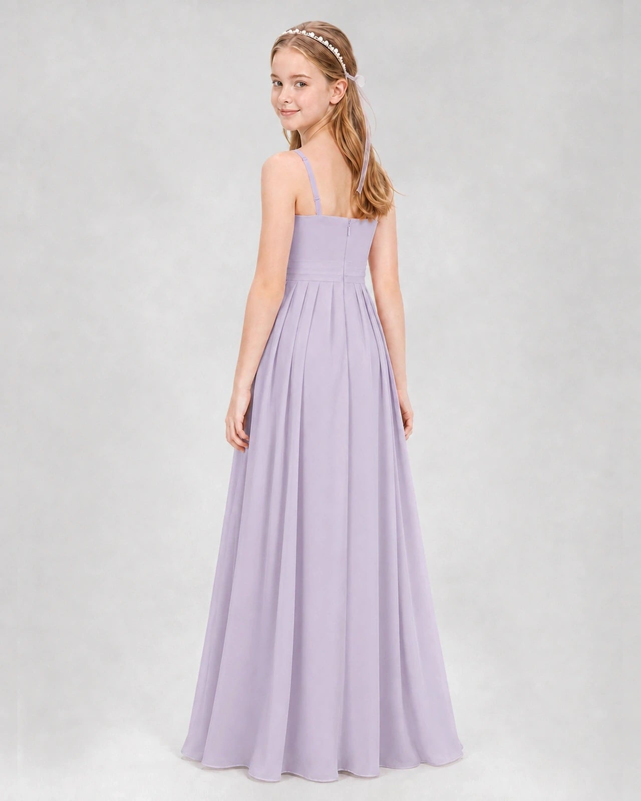 Lavender A-line Junior Bridesmaid Dresses Back