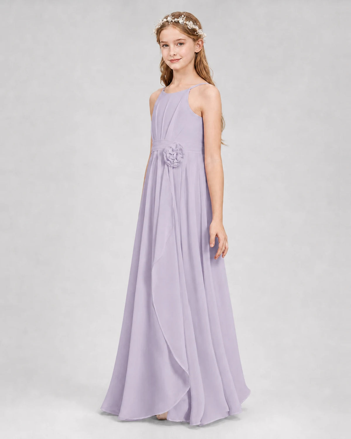 Lavender A-line Junior Bridesmaid Dresses Side