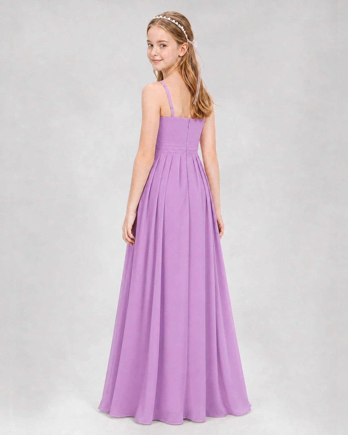 Lilac A-line Junior Bridesmaid Dresses Back